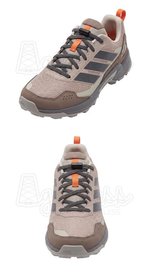 Beige wandelschoenen met antraciet elastische veters, plat 6mm capsule