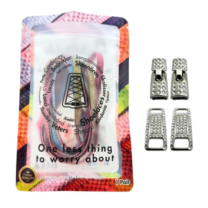 Elastische veters zonder strikken bling bling 6mm haak zilveren sluiting snoepkleur in luxe verpakking