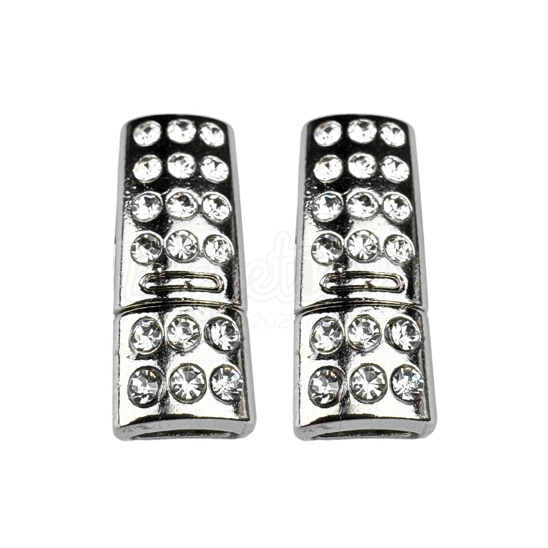 Elastische veters bling magneet sluiting zilver geschikt voor elastische veters van 6 tot 9 mm breed