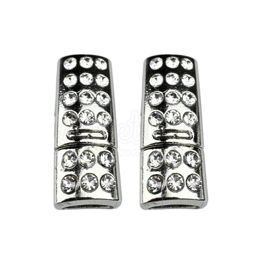 Elastische veters bling magneet sluiting zilver geschikt voor elastische veters van 6 tot 9 mm breed