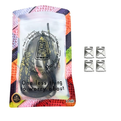 Elastische veters onzichtbaar strikken paisley 9mm onzichtbare clipjes zwart goud in luxe verpakking