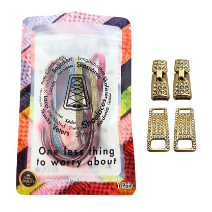 Elastische veters zonder strikken bling bling 6mm haak sluiting snoepkleur in luxe verpakking