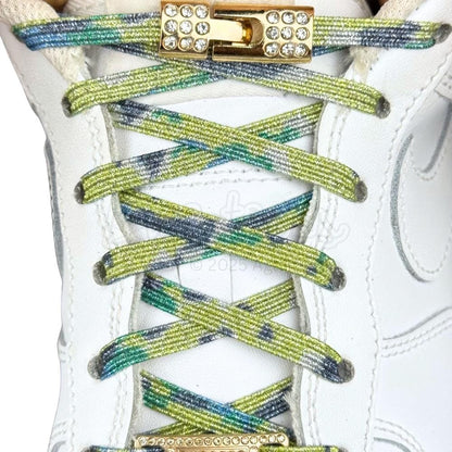Elastische veters zonder strikken bling bling 6mm haak sluiting splash met stretch uitgerekt