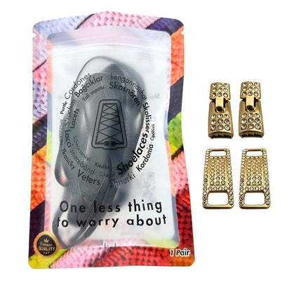 Elastische veters zonder strikken bling bling 6mm haak sluiting zwart in luxe verpakking