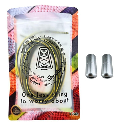 Elastische veters zonder strikken driehoek 3mm capsule sluiting zwart geel in luxe verpakking
