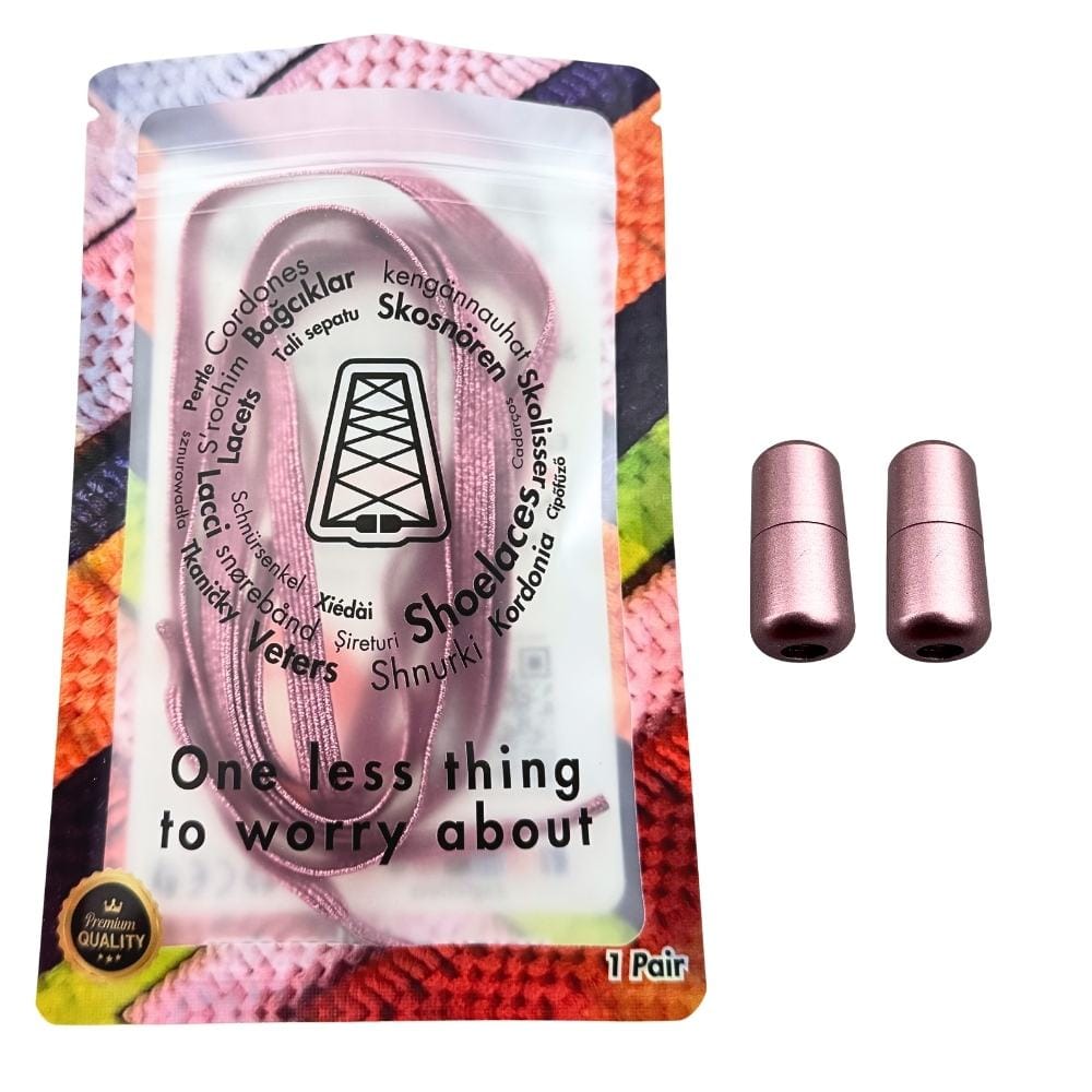 Elastische veters zonder strikken glitter 6mm capsule sluiting roze in luxe verpakking
