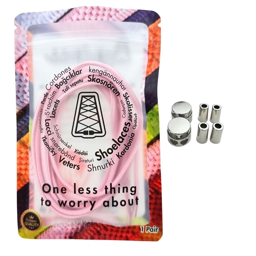 Elastische veters zonder strikken ovaal 4mm luxe lock roze in luxe verpakking