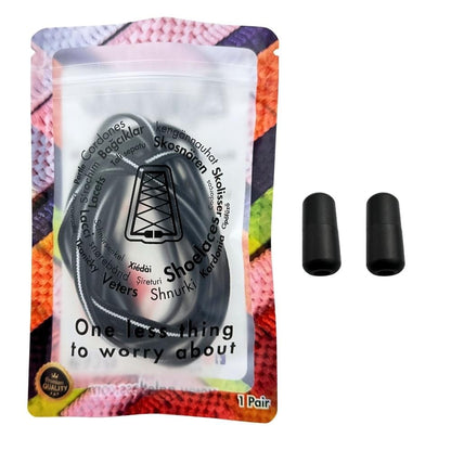 Elastische veters zonder strikken plat 6mm metalen draai capsule zwart wit in luxe verpakking
