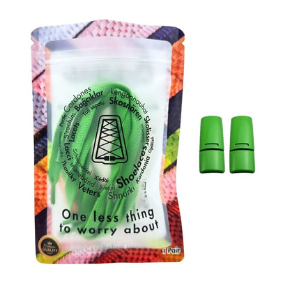 Elastische veters zonder strikken plat 8mm magnetische sluiting groen in luxe verpakking