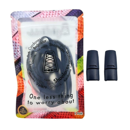 Elastische veters zonder strikken plat 8mm magnetische sluiting marineblauw in luxe verpakking