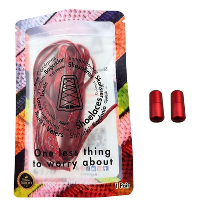 Elastische veters zonder strikken reflecterend 7mm capsule sluiting rood in luxe verpakking