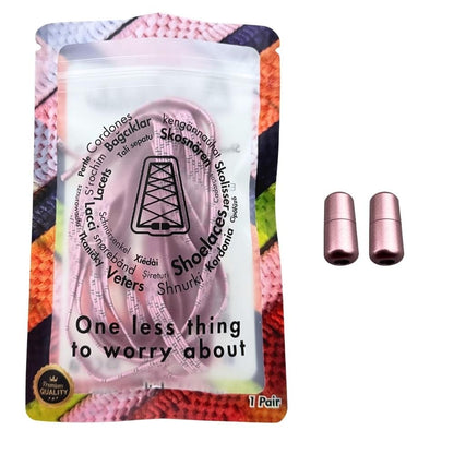 Elastische veters zonder strikken reflecterend 7mm capsule sluiting roze in luxe verpakking