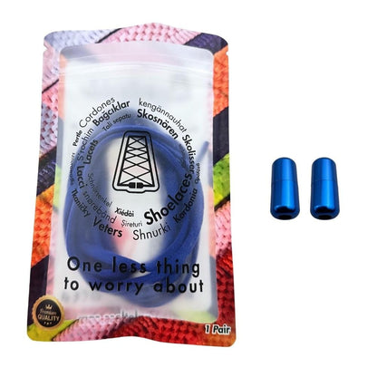 Elastische veters zonder strikken rond 5mm capsule sluiting blauw in luxe verpakking
