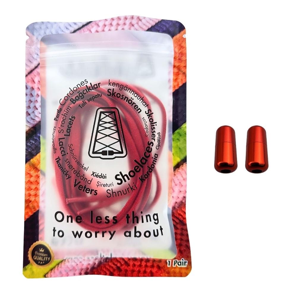 Elastische veters zonder strikken rond 5mm capsule sluiting rood in luxe verpakking