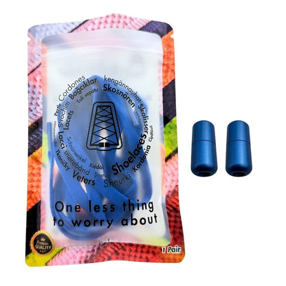 Elastische veters zonder strikken vintage 8mm capsule sluiting blauw in luxe verpakking