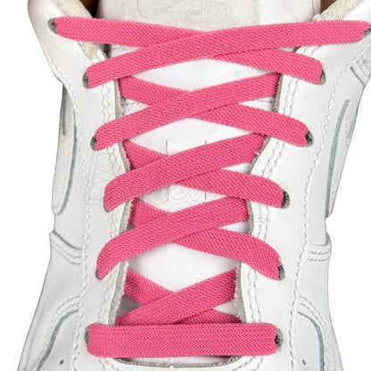 Elastische veters zonder strikken vintage 8mm onzichtbare clipjes fuchsia met stretch uitgerekt