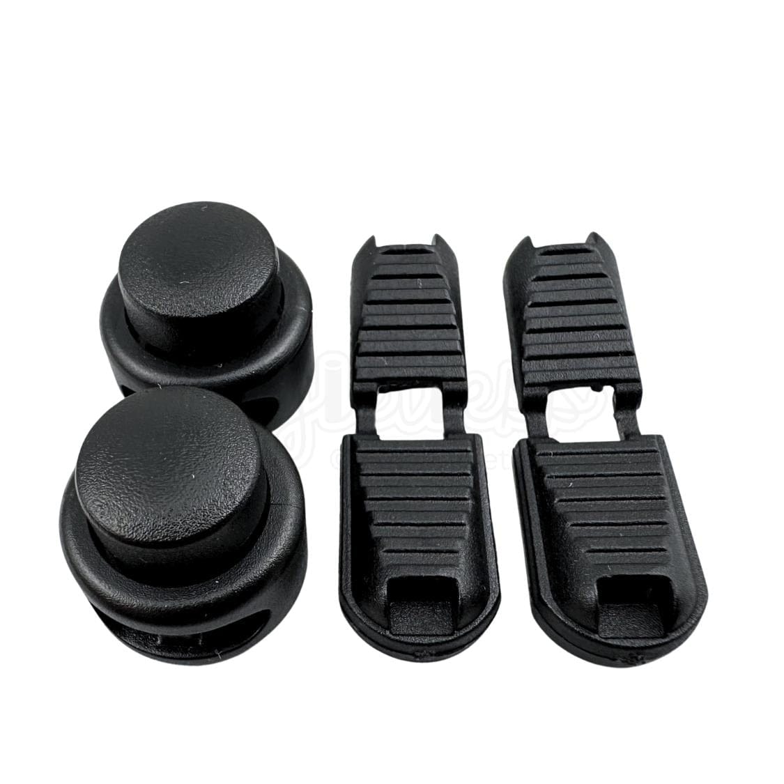 Elastische veters lock sluiting zwart geschikt voor elastische veters van 3 tot 5 mm breed